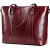 S-ZONE Borsa Tote in Pelle per Donna Borsa a Tracolla da ufficio Borsa per Laptop da Lavoro da 15,6 Pollic