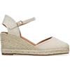 BOSANOVA Espadrillas da donna realizzate in camoscio vegano con dettaglio a punta chiusa in tela e zeppa in sparto, chiusura con cinturino con fibbia, scarpe da donna, beige, 41 EU