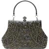lapulio Borsa da sera vintage con perline a foglie floreali e paillettes, elegante pochette da donna per spose, balli di fine anno, feste e occasioni formali, Rosso, Small