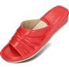 BeComfy Donna Pantofole Vera Pelle Tacco Estate Pantofola Rosso Beige Slippers 35-41 EU (Rosso, Numeric_36)