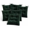 LEONARDO HOME Set 6 Cuscini per Sedia 40x40 cm in Velluto - Made in Italy - Coprisedia Imbottiti con Laccetti, Lavabili - Morbidi ed Eleganti per Cucina e Sala da Pranzo