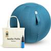 Backerz Sedia Palla Ufficio 65cm - Fitball PVC Anti-Scoppio con pompa, Palla Fitness 110 kg portata Palla Ginnastica con rivestimento in lino per tonificazione, e postura corretta - Verde