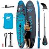 YM SUP Gonfiabile Premium 9'6" (cm 290x82x15) Con Sedile KAYAK + Pagaia Mono-Doppia Pala, 260 Litri, Max 130 Kg, Anelli, Zaino, Leash e Accessori Inclusi, Marchio ITALIANO, Stand Up Paddle BIANCO