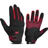 BEAST RAGE Guanti da moto estivi -Guanti da equitazione touchscreen traspiranti per uomini e donne, guanti da corsa off-road leggeri con protezioni per le dita, presa antiscivolo (Rosso, M)