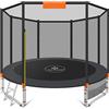 KESSER Trampolino esterno Ø 244/305/366/427 cm, set completo con rete di sicurezza, scala, copertura del bordo e tasca laterale e accessori di montaggio, trampolino da giardino, portata 150 kg