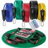 BeMaxx Set di fasce di resistenza + piano allenamenti - Kit elastici: 5 bande elastiche lattice, maniglie, cinghie per caviglie + ancoraggio, gancio da porta | Tubi fitness palestra sport stretching