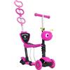 HOMCOM Monopattino 3 Ruote per Bambini con Sedile e Maniglione, Manubrio con Altezza Regolabile, 62x25x72.5cm Rosa