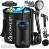 KESSER® Doccia solare da campeggio + pompa e batteria 8000 mAh, set doccia mobile, doccia da campeggio con soffione doccia, tubo da 2 m, pistola a spruzzo, supporto e serbatoio dell'acqua da 20 l, per