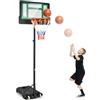 COSTWAY Canestro Basket da Interno ed Esterno Portatile e Regolabile in Altezza 90-210cm, Canestro da Basket per Bambini con Ruote, Incavo per Pallone e Tabellone Infrangibile (Verde e nero)
