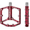 GEWAGE Pedali bici da strada/mountain bike - Pedali bici a 3 cuscinetti - Pedali piatti 9/16" lavorati a CNC con chiodi antiscivolo rimovibili (rosso mimetico)