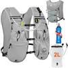 ONETOALL Zaino Trail Running, Gilet Running Uomo Donna, Ultraleggero Gilet Corsa Riflettente Idratazione Multitasche con Borraccia Morbida 500ml e Sacca Idrica 2L per Trekking Ciclismo MTB Sci