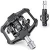 GEWAGE Pedali per bicicletta SPD, pedali per mountain bike, doppio lato SPD, piattaforma antiscivolo, con 3 cuscinetti, pedali in alluminio leggero, 9/16", con inserti per MTB, bici da strada (Nero)