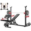 YOLEO Multifunzione Palestra Casa con Rack Palestra, Panca Piana Bilanciere, Panca Addominali con leg extension leg curl - arm curl - porta (nero)