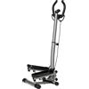 HOMCOM Stepper con Manubrio Regolabile, Impugnature Antiscivolo ed Elastici, Step Fitness con Monitor LCD per Casa e Palestra, Nero e Argento