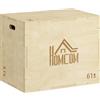 HOMCOM Box Jump a 3 Altezze Regolabili per Casa e Palestra, Plyo Box in Legno di Faggio, 61x51x76 cm, Color Legno