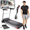 YM Tapis Roulant Elettrico Pieghevole 16 km/h, Marchio di Qualità ITALIANO, mod. TAP160PRO, Ultra Sottile, APP Kinomap e Zwift, Ingresso Audio + Altoparlanti, Tappeto Incluso, 1500W (3,5 HP Picco)