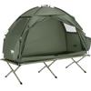SoBuy Lettino da campeggio Brandina da campeggio Tenda da esterno con gancio per lampada e tasche porta scarpe Tenda 3 in 1 per 1 persona Pratica 193x86x160 cm OGS32-II-GR