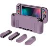 PlayVital Cover Custodia per Nintendo Switch,AlterGrips Copertura Ergonomica Case Protettiva Intercambiabile per Joycon Console&Pellicola&Copri Analogici&Copri Tasti-Viola Grigiastro Scuro