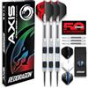 RED DRAGON Darts - Axis Set di Freccette in Acciaio Professionale con Freccette in tungsteno Blu da 24 Grammi con Alette, aste e Portafoglio