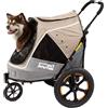 Innopet Passeggino e rimorchio per cani 2 in 1 Innopet Sporty Evolution Latte - Beige/Grigio, capacità 30 kg con copertura antipioggia - Passeggino per gatti e buggy per animali domestici