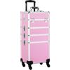 Yaheetech Valigia Porta Trucchi Trolley Estetista 4 in 1 Valigetta Make Up Beauty Case da Viaggio Grande con Ruote Girevoli Serrature Professionale 34 x 25,5 x 80 cm Rosa