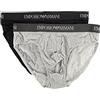 Emporio Armani Underwear 2-Pack Brief Pure Cotton, Mutande Uomo, Blu (Marine)/Grigio (Melange), S