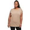 URBAN CLASSICS t-shirt da Donna con Manica Arrotolata, Maglietta a Maniche Corte da Donna in Cotone, Tee Shirt con Scollo Rotondo e Spalle Arrotondate, Colore: Rosso Ciliegia, Taglia: L