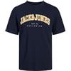 JACK & JONES Maglietta da Uomo Jjecaleb Varsity Tee SS O-Neck NOO Pls, Blazer Blu Marine, 6XL