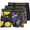JACK & JONES JACSUGAR Skull Trunks 3 Pack Uomo Boxer Nero XXL 95% Cotone, 5% Spandex