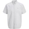 JACK & JONES Stripe Shirt Jjdevin-Maglietta a Righe SS, Bianco, M Uomo