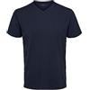 SELECTED HOMME Maglietta da Uomo selezionata con Scollo a V | Tinta Unita Basic Manica Corta SLHNEWPIMA | Cotone Elasticizzato, Blu (Navy Blazernavy Blazer), L