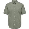 ONLY & SONS Camicia a Maniche Corte in Lino, Palude, XS