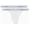 Emporio Armani Logoband - Confezione da 2 Mutandine Tanga da Donna, Grigio, S, Grigio, S