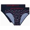 Emporio Armani Confezione da 2 Slip da Uomo con Motivo Classico, Blu, M, Blu, M