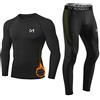 MEETYOO Biancheria Intima Termica Uomo, Sportiva Set di Biancheria Intima Base Layer Windstopper per Lo Allenamento Sci Corsa