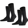 FALKE Happy Double Pack M So cotone tinta unita confezione di 2 paia, Calzini Uomo, Blu Navy Melange 6127, 39-42