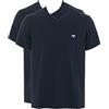 Emporio Armani Core Logoband Uomo 2-Pack V Collo T-Shirt Blu L Regolare, Blu Armani/Blu Armani, L
