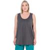 Ulla Popken Donna Pieghe Decorative, Linea ad A, Senza Maniche, Scollo Rotondo, Pieghe, Grafite, 56/58