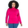 Ulla Popken Maglietta da Donna, a Collo Alto, Sottile, a Maniche Lunghe, Basic, Rosa Rossa, 52/54 IT