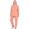 Ulla Popken Pigiama da Donna, Taglie Forti, Taglie Forti, a Pois, Girocollo, Maniche a 3/4, Corallo, 42-44