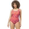Ulla Popken Costume da Bagno da Donna, Taglie Forti, Taglie Forti, Fantasia Senza Coppe morbide, Arricciatura 824260, Corallo Rosa, 54-56