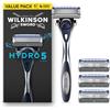 Wilkinson Sword Hydro 5, rasoio da uomo, formato convenienza, azione idratante, lame rivestite in carbonio, set manico + 4 ricariche