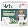 Naty BioEmbrace Pannolini per Bambini | Certificati per pelle sensibile | Protezione anti-perdite fino al 100% | Morbidezza vegetale | Senza profumo & cloro | Taglia 4 (7-18 kg), 88 pz