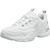 Skechers D'lites 4.0 Fresh Diva, Sneaker Donna, White Leather Mesh Gray Trim, 38.5 EU