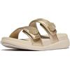 Fitflop Sandali da donna F-mode Go Beadie-button Adj. Flatform 2-bar SlidesSandal, platino, 36 EU