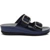 Dr. Scholl's Scholl Aberdeen, Sandali donna a due strappi con fibbia regolabile, Soletta con Tecnologia Memory Cushion - Blu Navy - 41 EU