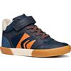 Geox Ragazzi J Gisli Boy Sneaker, Navy Dk Orange, 32 EU