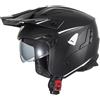 Generico Casco cross enduro aperto Jet Sheratan con visiera parasole a scomparsa Trial Street Scooter Moto NERO TAGLIA L