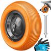 MASKO® Ruota per carriola in gomma piena PU da 200 kg anti-foratura - 4.80/4.00-8 Ø 390 mm, incl. asse - ruota di ricambio - ruota in gomma con cerchione in acciaio - pneumatico anti-foratura