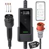 dé Mobile Wallbox da 11 kW con app [7 m | trifase | 6-16 A], con set Traveller, da CEE-16A 400 V a Tipo 2 con per ID.3/4/5/7, IX1, Model 3/Y e altri BEV/PHEV